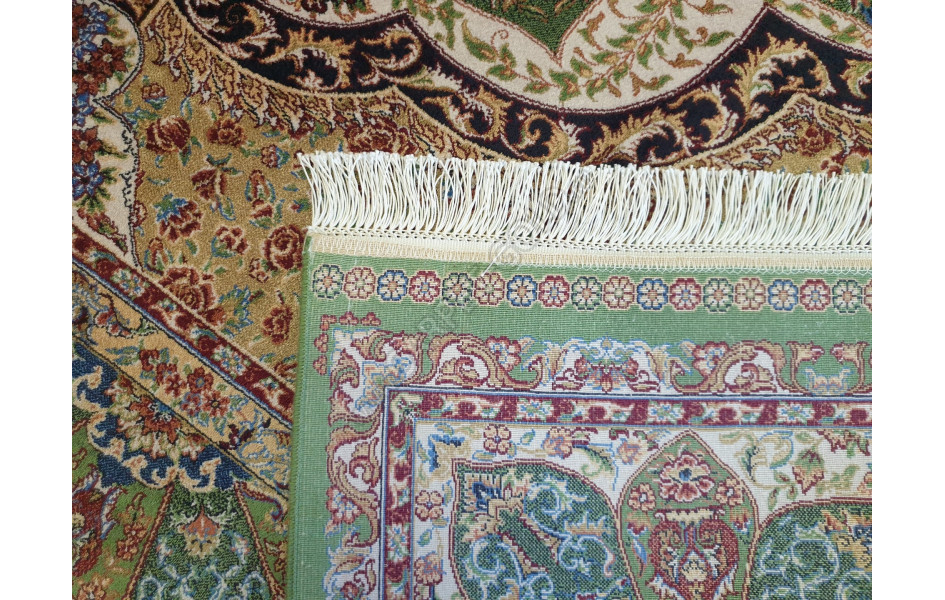 Турецкий ковёр шелковый QUM 2041- 9054E YESIL/BEJ