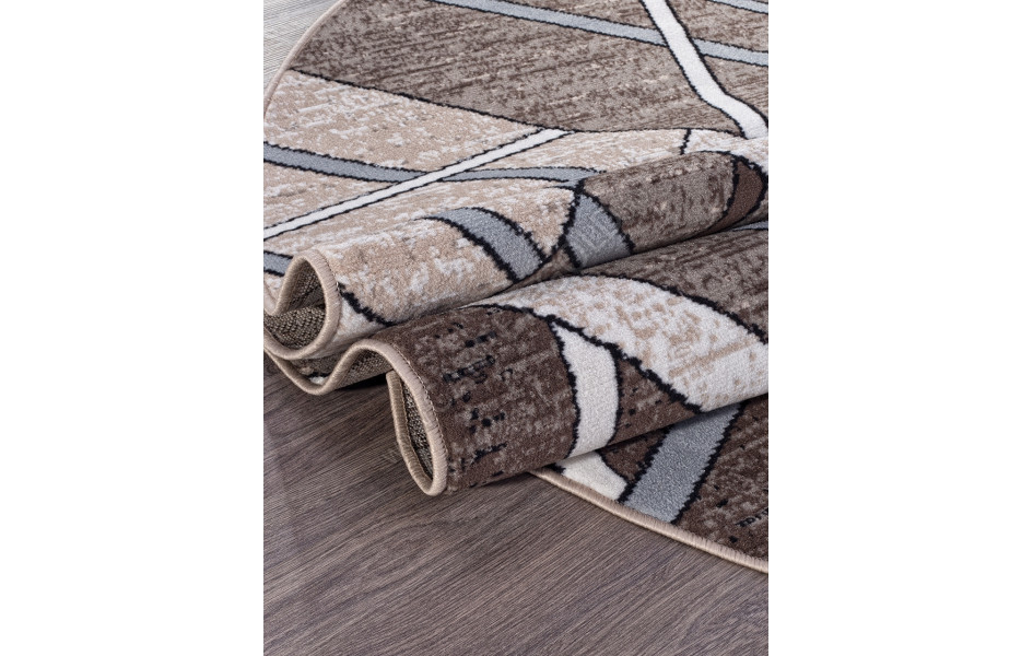 Ковер D487 - BEIGE-BROWN 2 - Овал - коллекция SIERRA