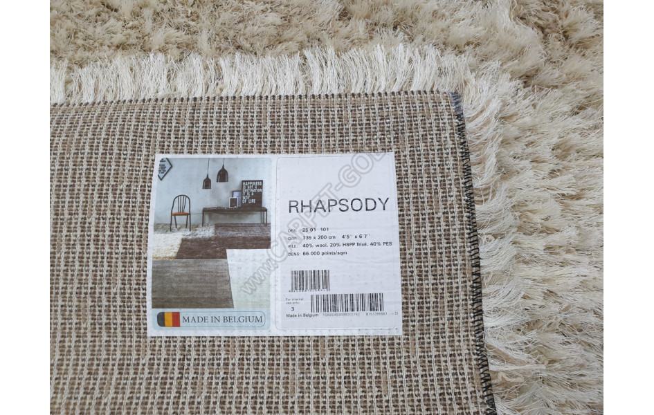 Бельгийский ковер Rhapsody 2501 101 Beige длинноворсовый пушистый