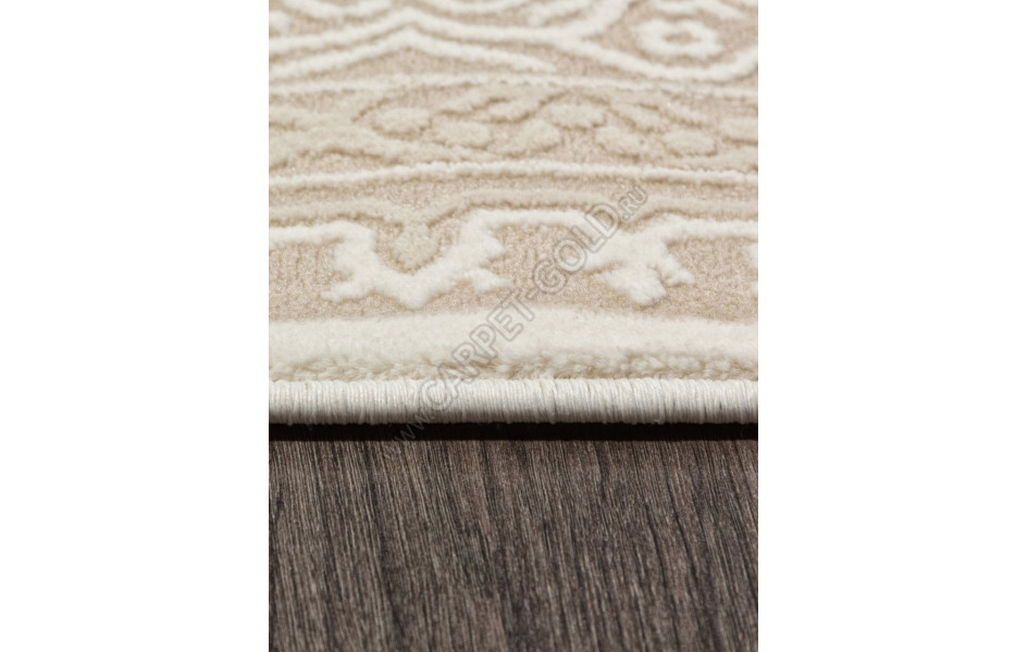 Ковер M029A - WHITE / LIGHT BEIGE - Овал - коллекция SIESTA