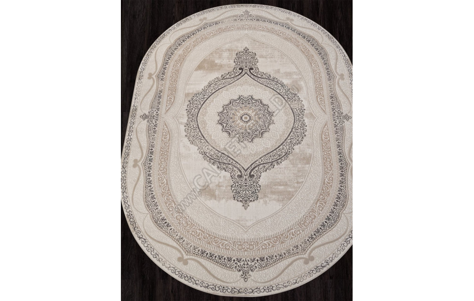 Ковер M034A - BONE / GRAY - Овал - коллекция SIESTA